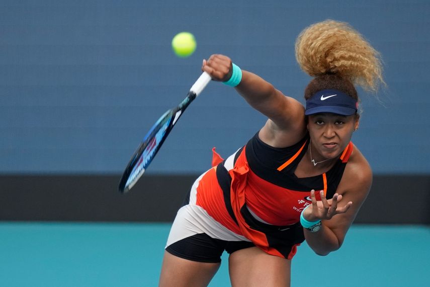 La japonesa Naomi Osaka en el encuentro de semifinal del Abierto de Miami ante la suiza Belinda Bencic el jueves 31 de marzo del 2022