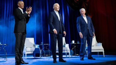 Los expresidentes demócratas Barack Obama y Bill Clinton apoyan la campaña de reelección de Joe Biden.&nbsp;